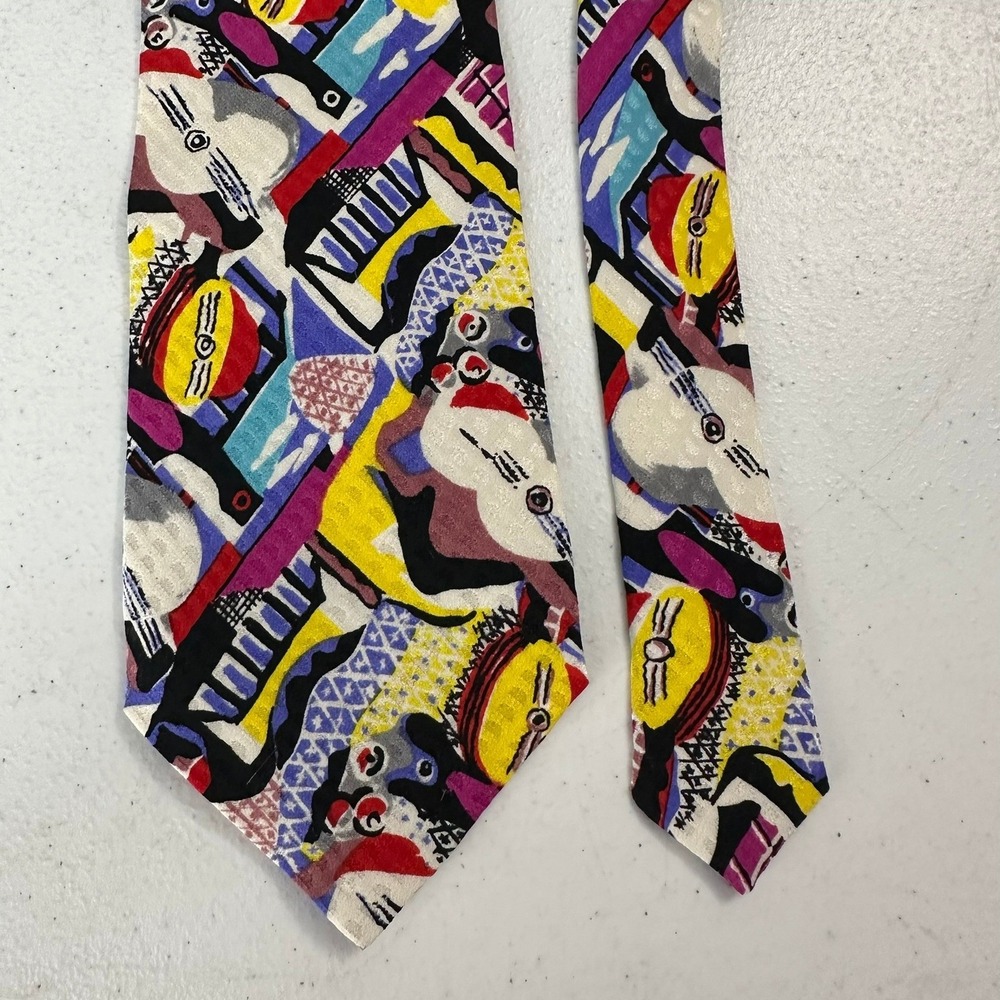 Picaso Vintage Silk Tie Necktie Abstract Cubist Art Multicolor 1989 Maximalist